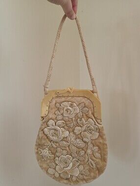 Vintage Private Collection Velvet Embroidered Rose Evening Bag – Celluloid Frame